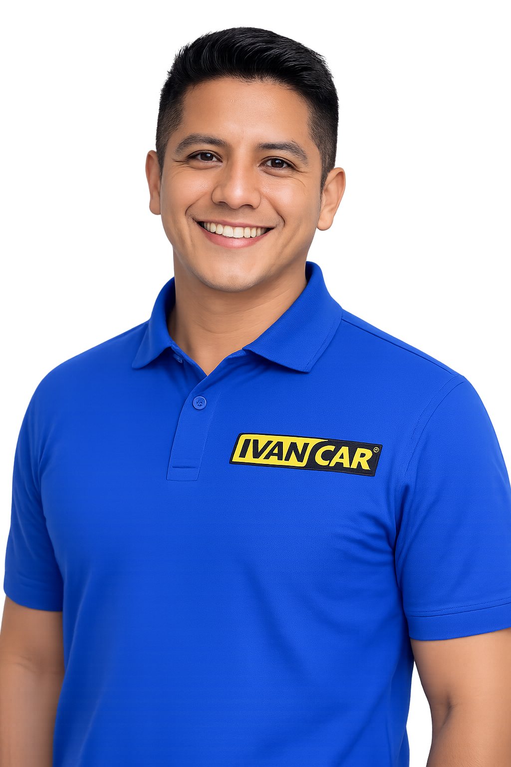 Empleado de IVANCAR sonriendo con camisa azul corporativa